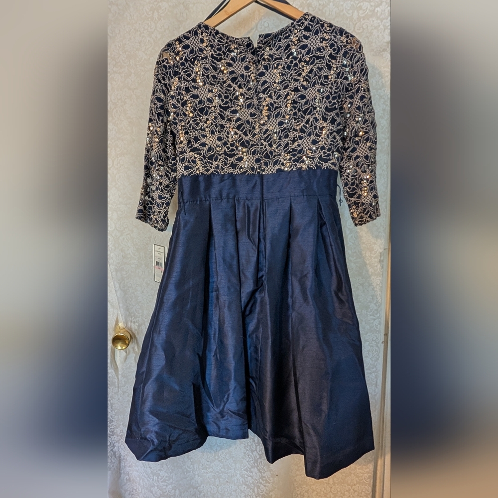 NWT Jessica Howard Party Dress Sz. 10 PETITE BLUE & GOLD - Picture 13 of 17